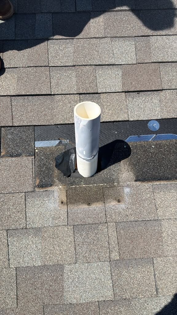 PVC pipe with deck and underlayment ready for ice and water shield