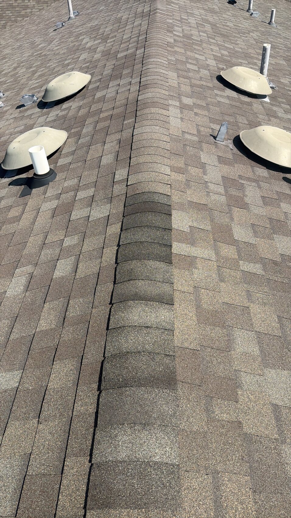 Ridge with ridge cap restored