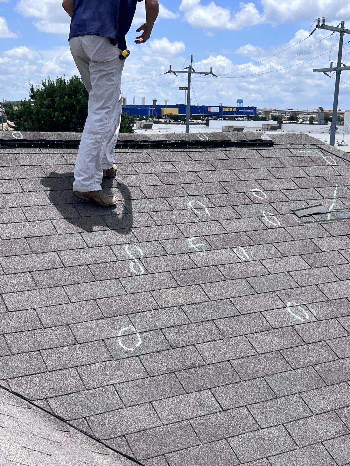 Hail documentation across a roof plane