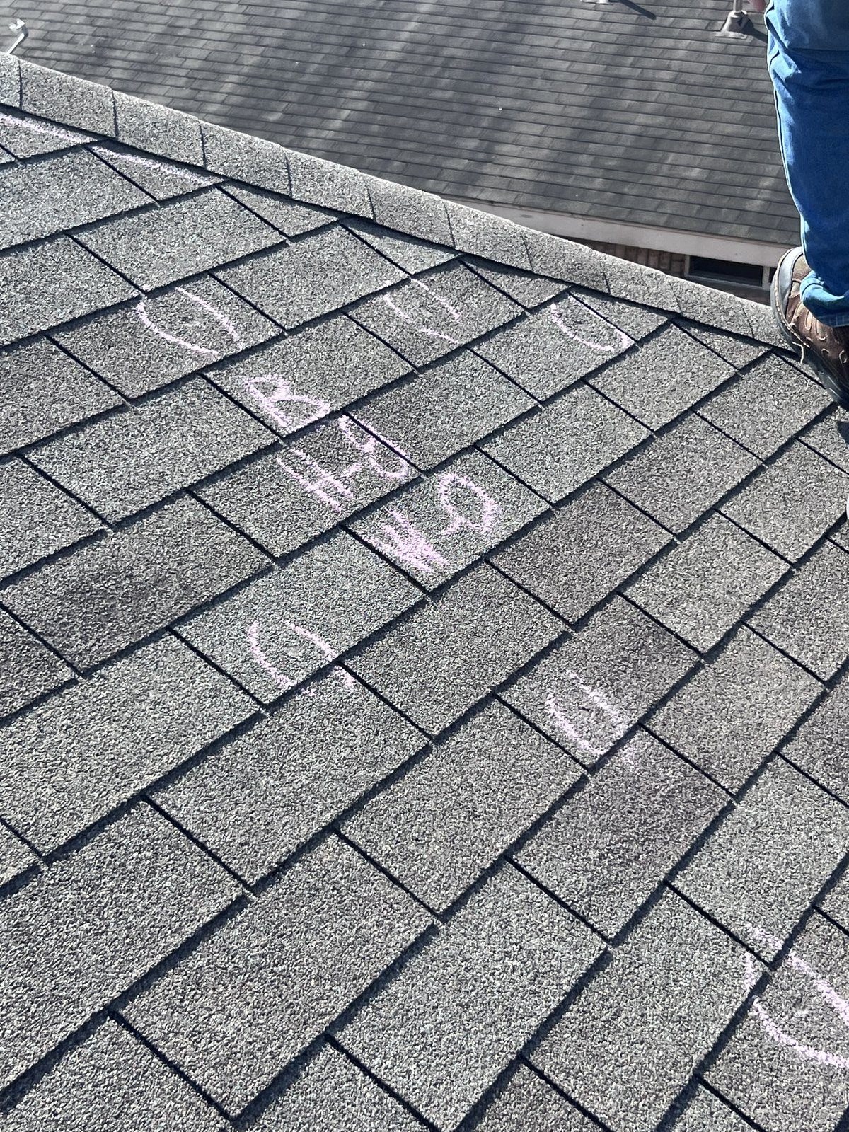 Hail documentation photo on roof